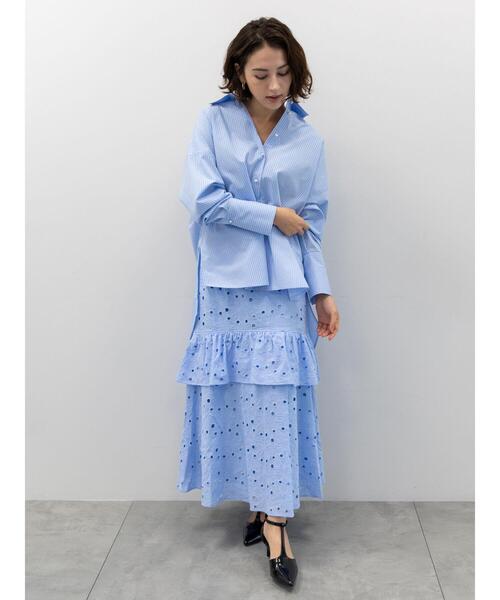 Te chichi（テチチ）の「レースロングスカート（スカート・レディース・オフホワイト/サックスブルー・F）」の5枚目の写真