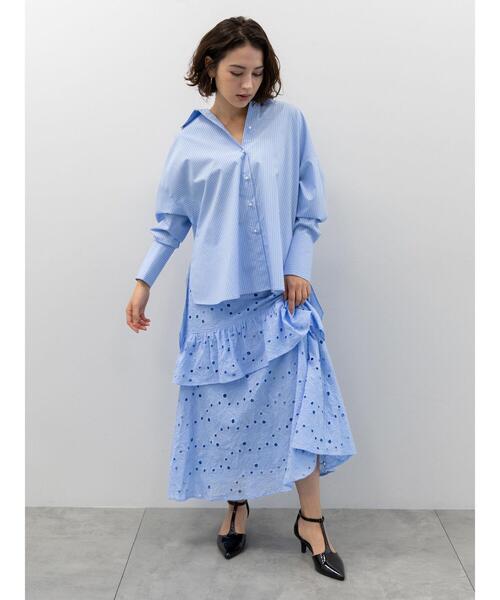 Te chichi（テチチ）の「レースロングスカート（スカート・レディース・オフホワイト/サックスブルー・F）」の6枚目の写真