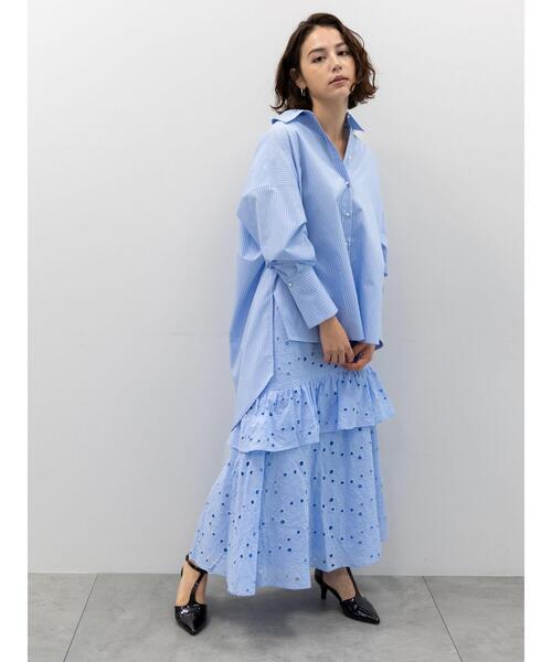 Te chichi（テチチ）の「レースロングスカート（スカート・レディース・オフホワイト/サックスブルー・F）」の7枚目の写真