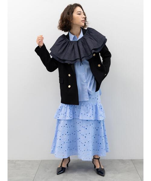 Te chichi（テチチ）の「レースロングスカート（スカート・レディース・オフホワイト/サックスブルー・F）」の10枚目の写真