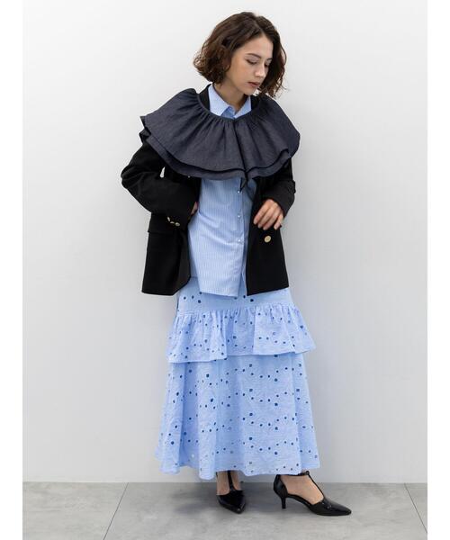 Te chichi（テチチ）の「レースロングスカート（スカート・レディース・オフホワイト/サックスブルー・F）」の11枚目の写真