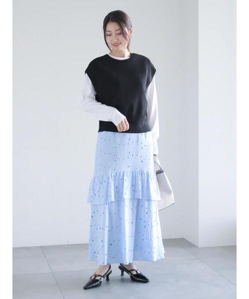 Te chichi（テチチ）の「レースロングスカート（スカート・レディース・オフホワイト/サックスブルー・F）」の14枚目の写真