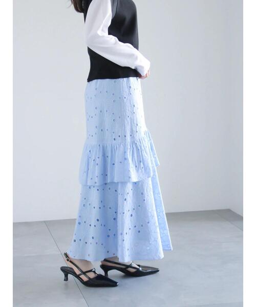 Te chichi（テチチ）の「レースロングスカート（スカート・レディース・オフホワイト/サックスブルー・F）」の16枚目の写真
