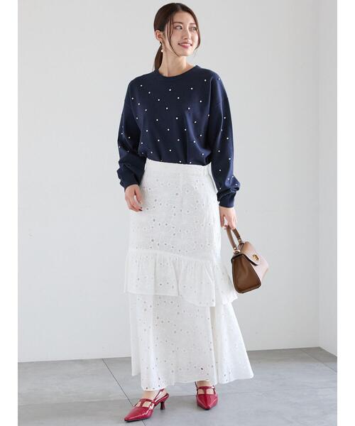 Te chichi（テチチ）の「レースロングスカート（スカート・レディース・オフホワイト/サックスブルー・F）」の20枚目の写真