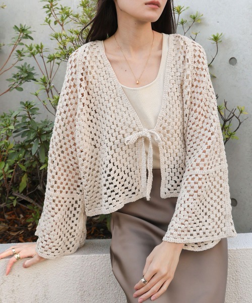 Bab(バブ)の「クロシェショートカーディガン(カーディガン/ボレロ・レディース・ホワイト系その他/A/B・FREE)」の2枚目の写真