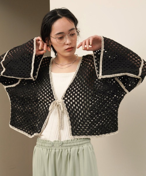 Bab(バブ)の「クロシェショートカーディガン(カーディガン/ボレロ・レディース・ホワイト系その他/A/B・FREE)」の1枚目の写真