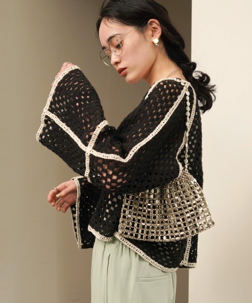 Bab(バブ)の「クロシェショートカーディガン(カーディガン/ボレロ・レディース・ホワイト系その他/A/B・FREE)」の9枚目の写真