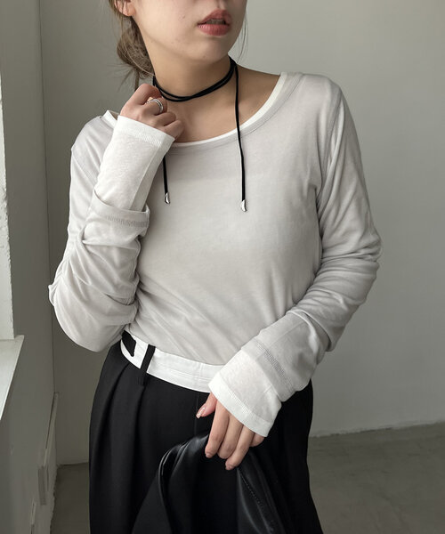 CAPRICIEUX LE'MAGE ボートネックシアーロンT2色SET セット割引あり】ボートネックシアーロンT | CAPRICIEUX LE'MAGE
