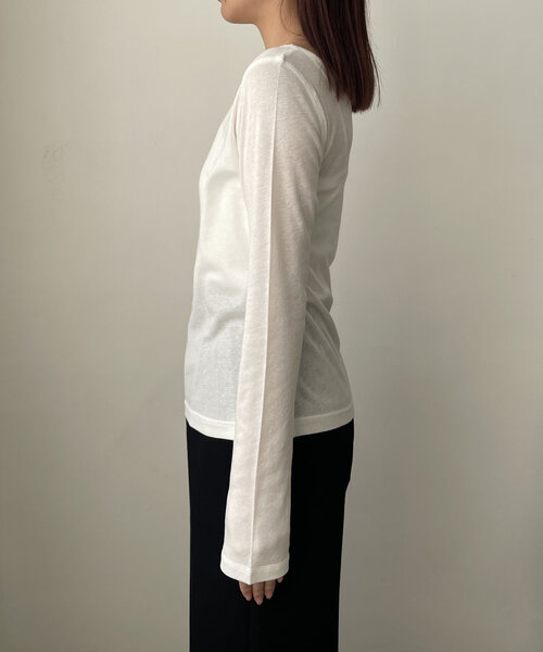 CAPRICIEUX LE'MAGE（カプリシューレマージュ）の「ボートネックシアーロンT（Tシャツ/カットソー・レディース・ピンク/ライトグレー/オフホワイト/ブラック・FREE）」の18枚目の写真