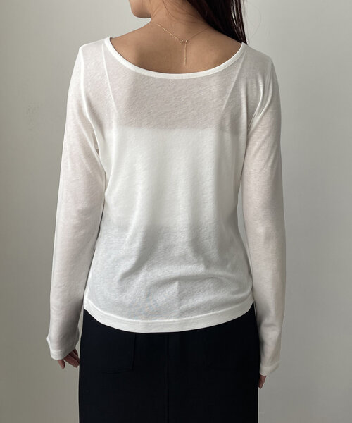 CAPRICIEUX LE'MAGE（カプリシューレマージュ）の「ボートネックシアーロンT（Tシャツ/カットソー・レディース・ピンク/ライトグレー/オフホワイト/ブラック・FREE）」の19枚目の写真