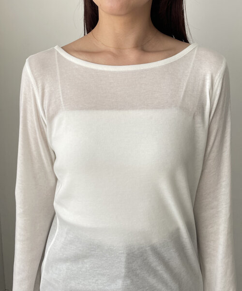 CAPRICIEUX LE'MAGE（カプリシューレマージュ）の「ボートネックシアーロンT（Tシャツ/カットソー・レディース・ピンク/ライトグレー/オフホワイト/ブラック・FREE）」の20枚目の写真