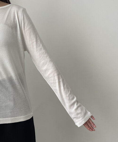 CAPRICIEUX LE'MAGE（カプリシューレマージュ）の「ボートネックシアーロンT（Tシャツ/カットソー・レディース・ピンク/ライトグレー/オフホワイト/ブラック・FREE）」の21枚目の写真