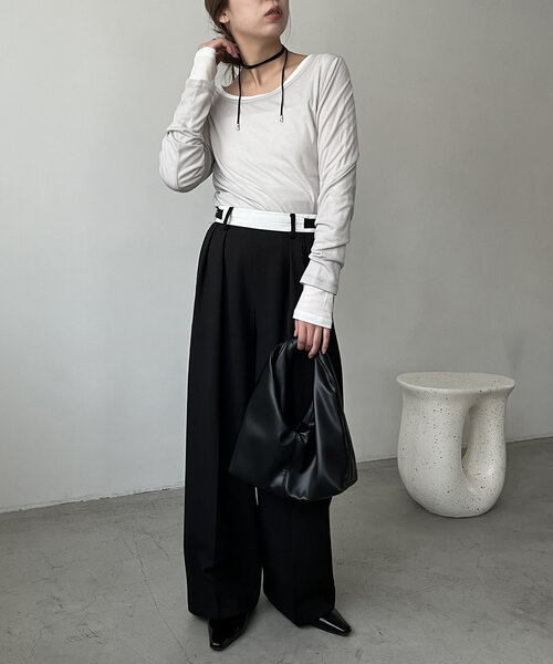 CAPRICIEUX LE'MAGE ボートネックシアーロンT CAPRICIEUX LE'MAGE｜【前後2WAY】2WAYボートネックシアーロンT