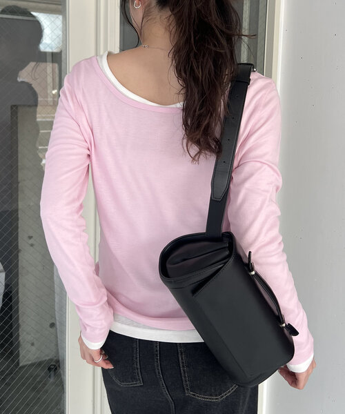 CAPRICIEUX LE'MAGE（カプリシューレマージュ）の「ボートネックシアーロンT（Tシャツ/カットソー・レディース・ピンク/ライトグレー/オフホワイト/ブラック・FREE）」の5枚目の写真
