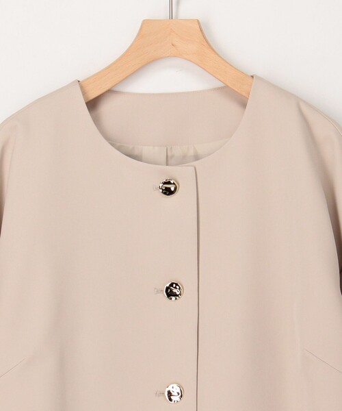 MICO COULIER（ミコクリエ）の「《オケージョン対応》ダブルクロスストレッチジャケット（ノーカラージャケット・レディース・ネイビー/ベージュ・38）」の12枚目の写真