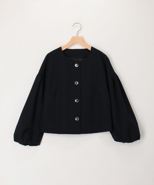 MICO COULIER（ミコクリエ）の「《オケージョン対応》ダブルクロスストレッチジャケット（ノーカラージャケット・レディース・ネイビー/ベージュ・38）」の18枚目の写真