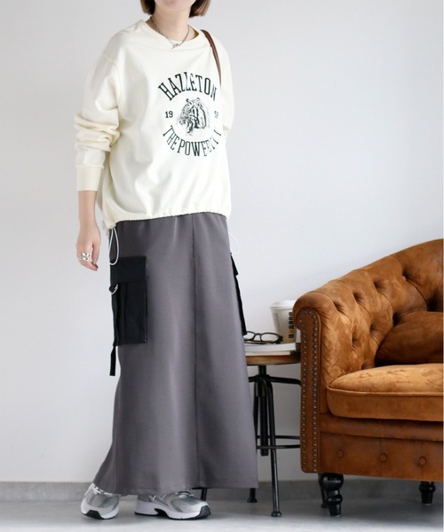 cepo(セポ)の「〈セットアップ対応〉ミリタリーポンチイージーカーゴスカート(スカート・レディース・チャコール/オフホワイト・M)」の14枚目の写真