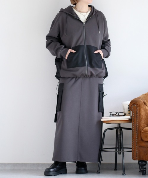 cepo(セポ)の「〈セットアップ対応〉ミリタリーポンチイージーカーゴスカート(スカート・レディース・チャコール/オフホワイト・M)」の13枚目の写真