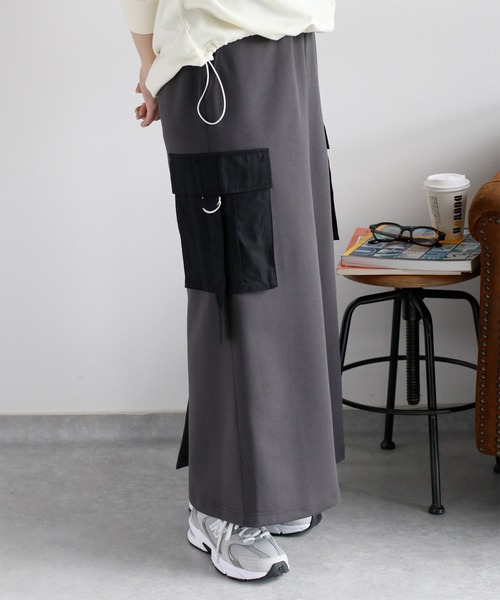 cepo(セポ)の「〈セットアップ対応〉ミリタリーポンチイージーカーゴスカート(スカート・レディース・チャコール/オフホワイト・M)」の6枚目の写真