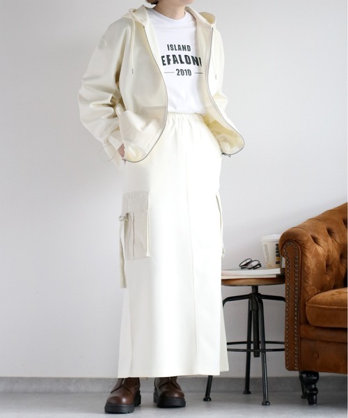 cepo(セポ)の「〈セットアップ対応〉ミリタリーポンチイージーカーゴスカート(スカート・レディース・チャコール/オフホワイト・M)」の20枚目の写真