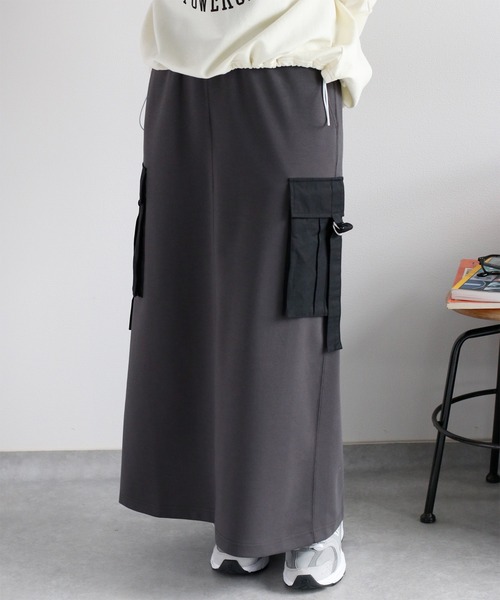 cepo(セポ)の「〈セットアップ対応〉ミリタリーポンチイージーカーゴスカート(スカート・レディース・チャコール/オフホワイト・M)」の3枚目の写真