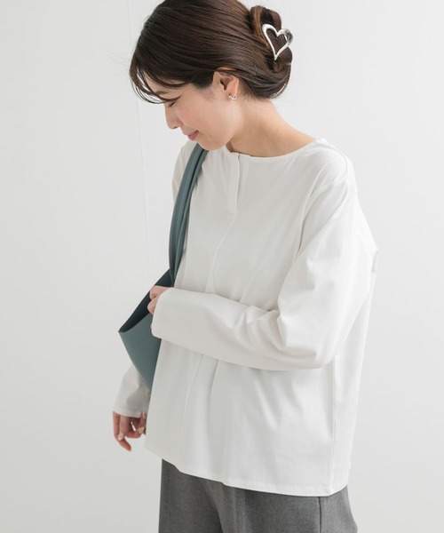 URBAN RESEARCH DOORS（アーバンリサーチドアーズ）の「シルケットコットンヘンリーネックプルオーバー（シャツ/ブラウス・レディース・ネイビー/アイボリー/ブルー・MEDIUM）」の8枚目の写真