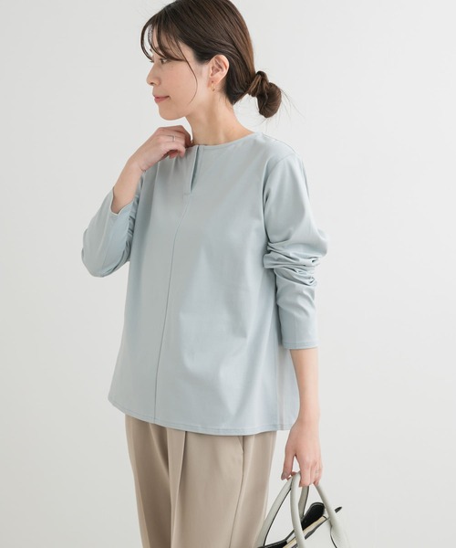 URBAN RESEARCH DOORS（アーバンリサーチドアーズ）の「シルケットコットンヘンリーネックプルオーバー（シャツ/ブラウス・レディース・ネイビー/アイボリー/ブルー・MEDIUM）」の20枚目の写真