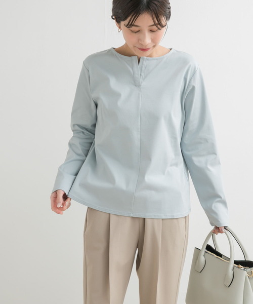 URBAN RESEARCH DOORS（アーバンリサーチドアーズ）の「シルケットコットンヘンリーネックプルオーバー（シャツ/ブラウス・レディース・ネイビー/アイボリー/ブルー・MEDIUM）」の21枚目の写真