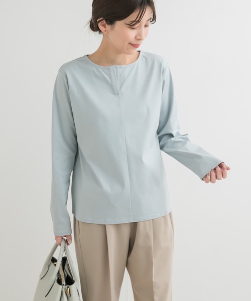 URBAN RESEARCH DOORS（アーバンリサーチドアーズ）の「シルケットコットンヘンリーネックプルオーバー（シャツ/ブラウス・レディース・ネイビー/アイボリー/ブルー・MEDIUM）」の22枚目の写真