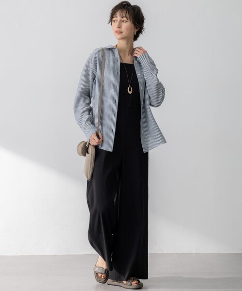 セール】【洗える】リネンレーヨンストレッチ スクエアネック