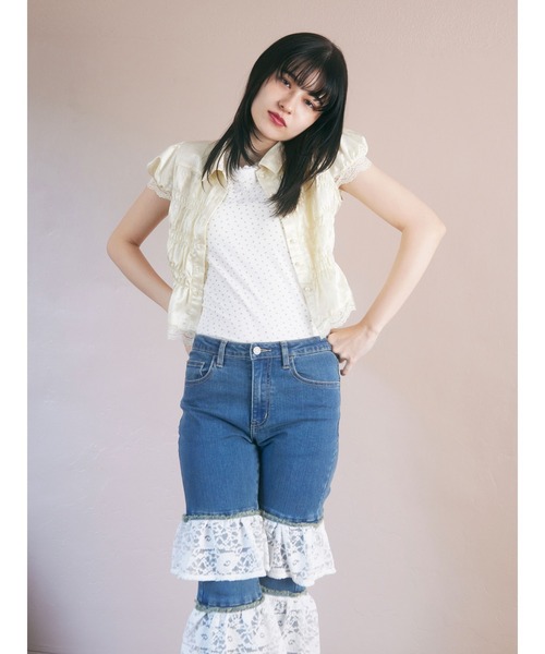 jouetie（ジュエティ）の「サテンギャザーブラウス（シャツ/ブラウス・レディース・アイボリー/ピンク・MEDIUM）」の2枚目の写真