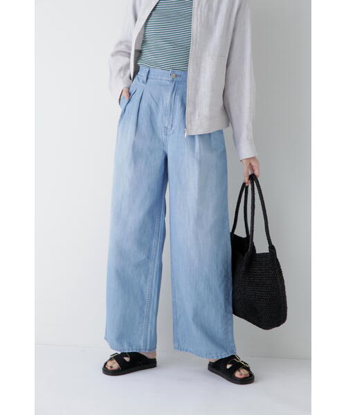Healthy denim(ヘルシーデニム)の「◆【Healthy Denimコラボ】タックワイドデニムパンツ(デニムパンツ・レディース・ネイビー/ブルー・LARGE/MEDIUM/SMALL)」の5枚目の写真