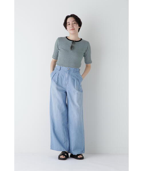 Healthy denim(ヘルシーデニム)の「◆【Healthy Denimコラボ】タックワイドデニムパンツ(デニムパンツ・レディース・ネイビー/ブルー・LARGE/MEDIUM/SMALL)」の6枚目の写真