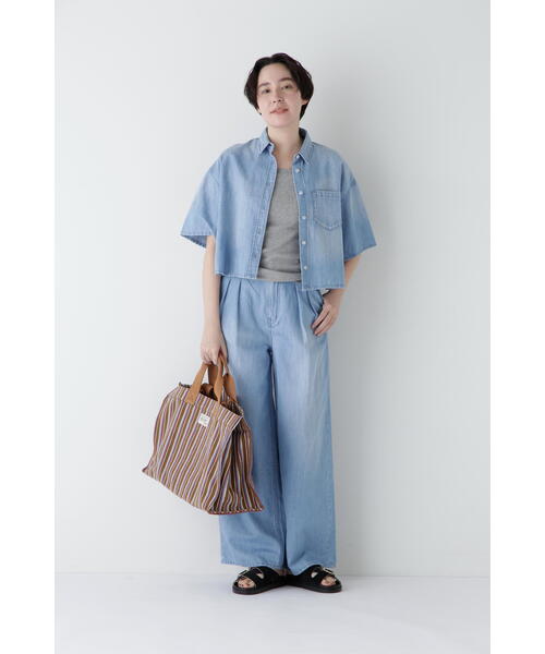 Healthy denim(ヘルシーデニム)の「◆【Healthy Denimコラボ】タックワイドデニムパンツ(デニムパンツ・レディース・ネイビー/ブルー・LARGE/MEDIUM/SMALL)」の8枚目の写真