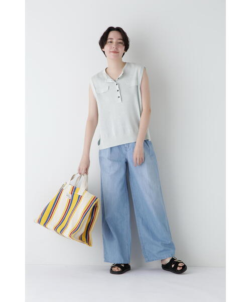 Healthy denim(ヘルシーデニム)の「◆【Healthy Denimコラボ】タックワイドデニムパンツ(デニムパンツ・レディース・ネイビー/ブルー・LARGE/MEDIUM/SMALL)」の12枚目の写真
