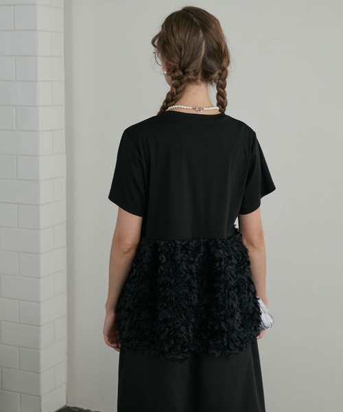 BONLECILL noir（ボンルシールノワール）の「【BONLECILL noir】裾フラワージャガードぺプラム切替TEE（Tシャツ/カットソー・レディース・ホワイト/ブラック・FREE）」の22枚目の写真