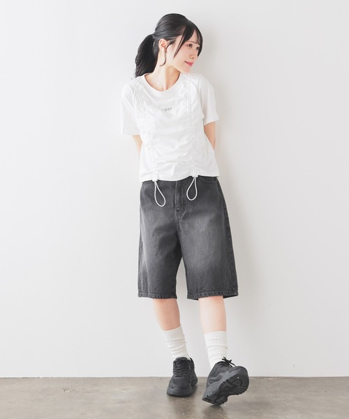 Honeys（ハニーズ）の「デニムハーフパンツ（デニムパンツ・レディース・ブルー系その他2/ブルー系その他3/ブラック系その他・L/LL/M/S/SS）」の14枚目の写真