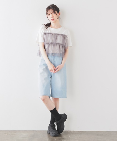 Honeys（ハニーズ）の「デニムハーフパンツ（デニムパンツ・レディース・ブルー系その他2/ブルー系その他3/ブラック系その他・L/LL/M/S/SS）」の17枚目の写真