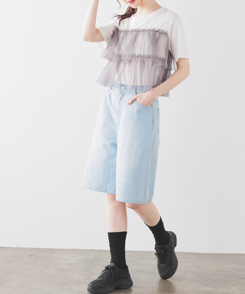 Honeys（ハニーズ）の「デニムハーフパンツ（デニムパンツ・レディース・ブルー系その他2/ブルー系その他3/ブラック系その他・L/LL/M/S/SS）」の18枚目の写真