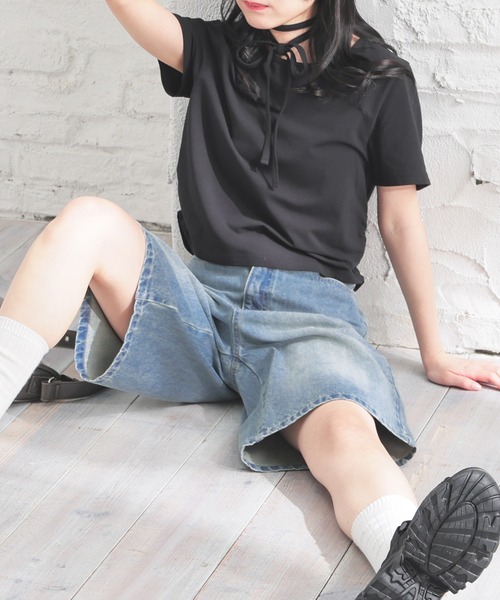 Honeys（ハニーズ）の「デニムハーフパンツ（デニムパンツ・レディース・ブルー系その他2/ブルー系その他3/ブラック系その他・L/LL/M/S/SS）」の22枚目の写真