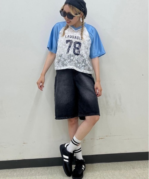 Honeys（ハニーズ）の「デニムハーフパンツ（デニムパンツ・レディース・ブルー系その他2/ブルー系その他3/ブラック系その他・L/LL/M/S/SS）」の9枚目の写真