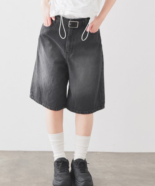 Honeys（ハニーズ）の「デニムハーフパンツ（デニムパンツ・レディース・ブルー系その他2/ブルー系その他3/ブラック系その他・L/LL/M/S/SS）」の4枚目の写真