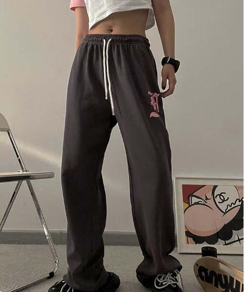 gossip!ロサンゼルス(ゴシップロサンゼルス)の「Y2K スウェットワイドパンツ ルームウェアパンツ(スウェットパンツ・レディース・グレー/ブラック・M/L)」の9枚目の写真
