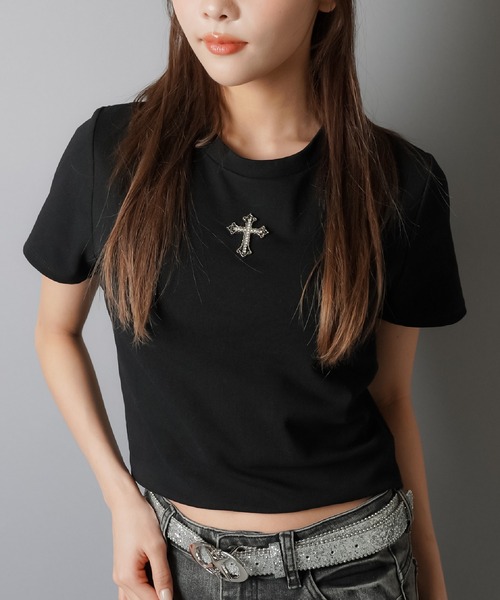 半袖ピタTシャツ/メタルクロス（Tシャツ/カットソー）｜SPINNS