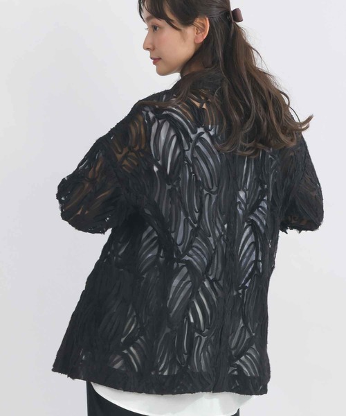 PICCIN(ピッチン)の「コード刺繍レースダブルジャケット(テーラードジャケット・レディース・ブラック/オフホワイト・M)」の2枚目の写真