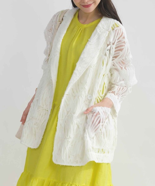 PICCIN(ピッチン)の「コード刺繍レースダブルジャケット(テーラードジャケット・レディース・ブラック/オフホワイト・M)」の5枚目の写真