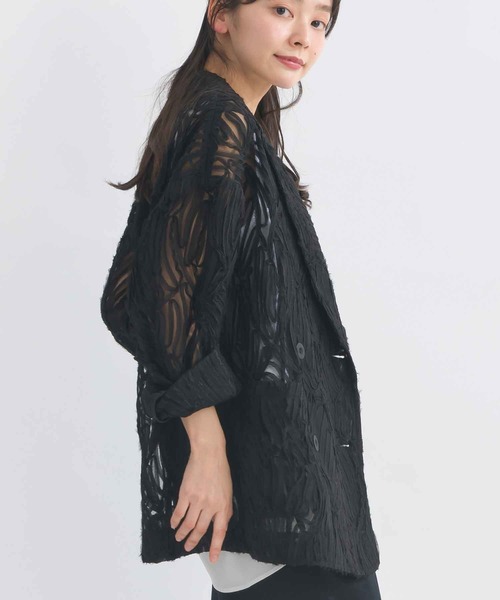 PICCIN(ピッチン)の「コード刺繍レースダブルジャケット(テーラードジャケット・レディース・ブラック/オフホワイト・M)」の12枚目の写真