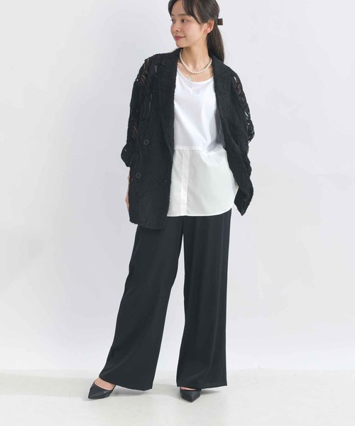 PICCIN(ピッチン)の「コード刺繍レースダブルジャケット(テーラードジャケット・レディース・ブラック/オフホワイト・M)」の15枚目の写真
