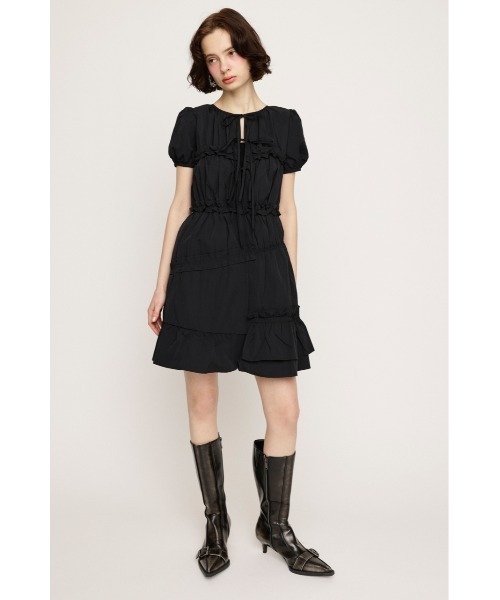 andwang ダブルフリルミニドレス 2size ミニワンピース black セール】FRILL 2WAY MINI OP フリル 2ウェイ ミニワンピース