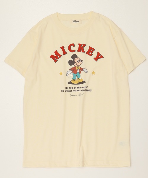 ALWAYS GOOD TIME(オルウェイズグッドタイム)の「【DISNEY/ディズニー】天竺 プリント BOXシルエット 半袖Tシャツ ミッキーマウス/ミニーマウス(Tシャツ/カットソー・レディース・クリーム/オートミール/ブルー系/グリーン・M/L)」の5枚目の写真